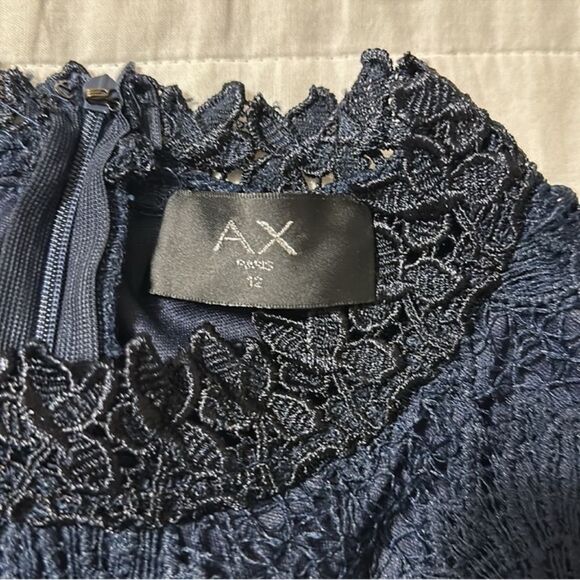 AX Paris US 8 EU 12 Navy Midnight Blue Crochet Lace Floral Short Sleeve Dress - Picture 10 of 10